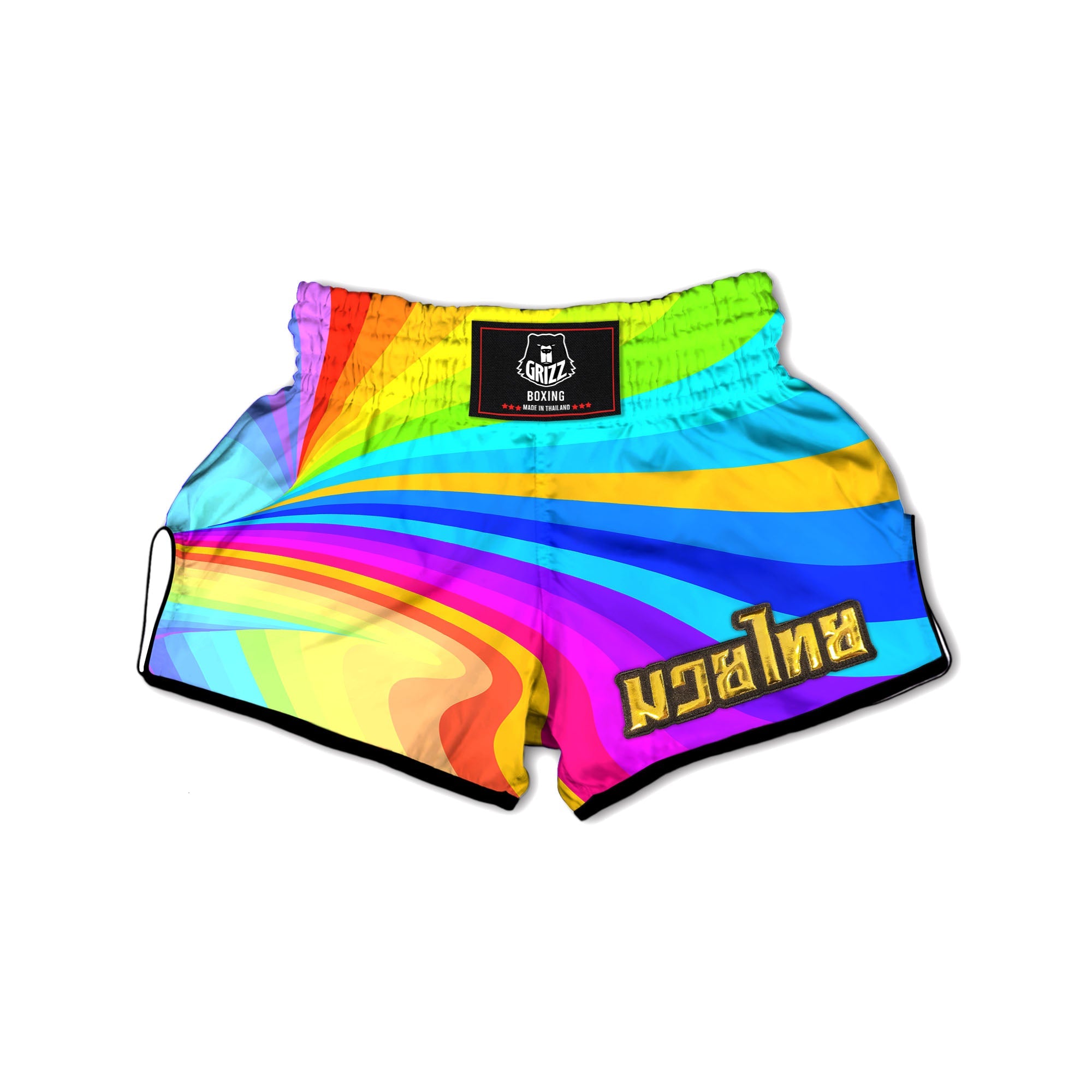 Psychedelic Rainbow Torus Print Muay Thai Boxing Shorts-grizzshop