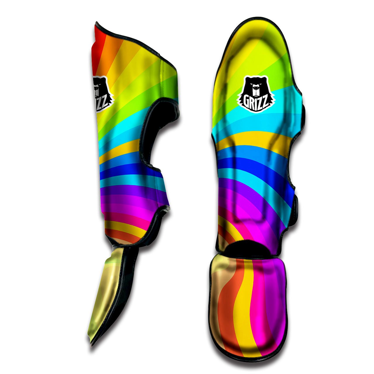Psychedelic Rainbow Torus Print Muay Thai Shin Guards-grizzshop
