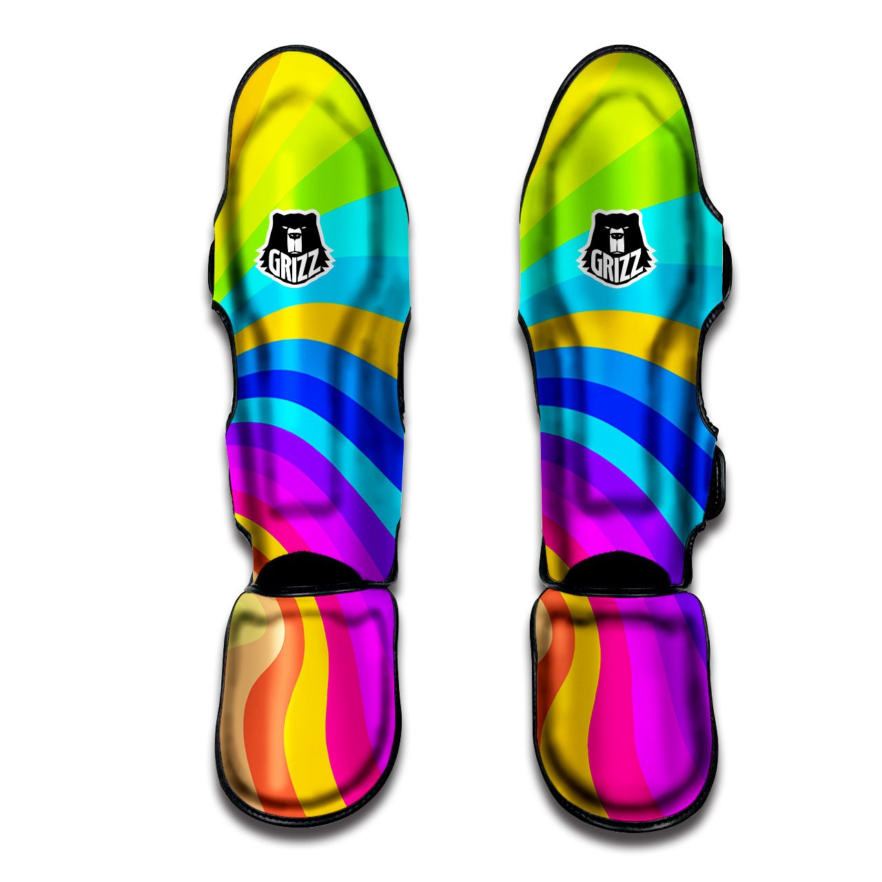 Psychedelic Rainbow Torus Print Muay Thai Shin Guards-grizzshop