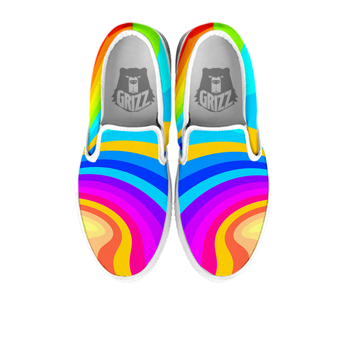 Psychedelic Rainbow Torus Print White Slip On Shoes-grizzshop