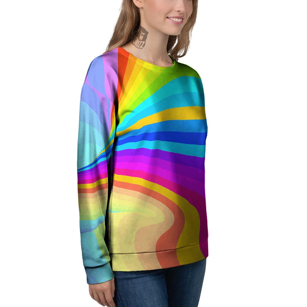 Psychedelic Rainbow Torus Print Women's Sweatshirt-grizzshop