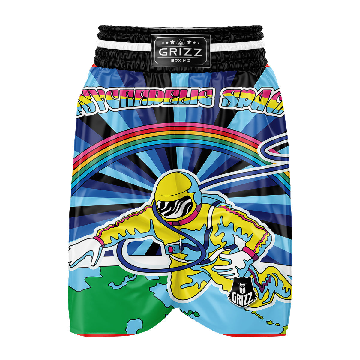 Psychedelic Space And Astronaut Print Boxing Shorts-grizzshop