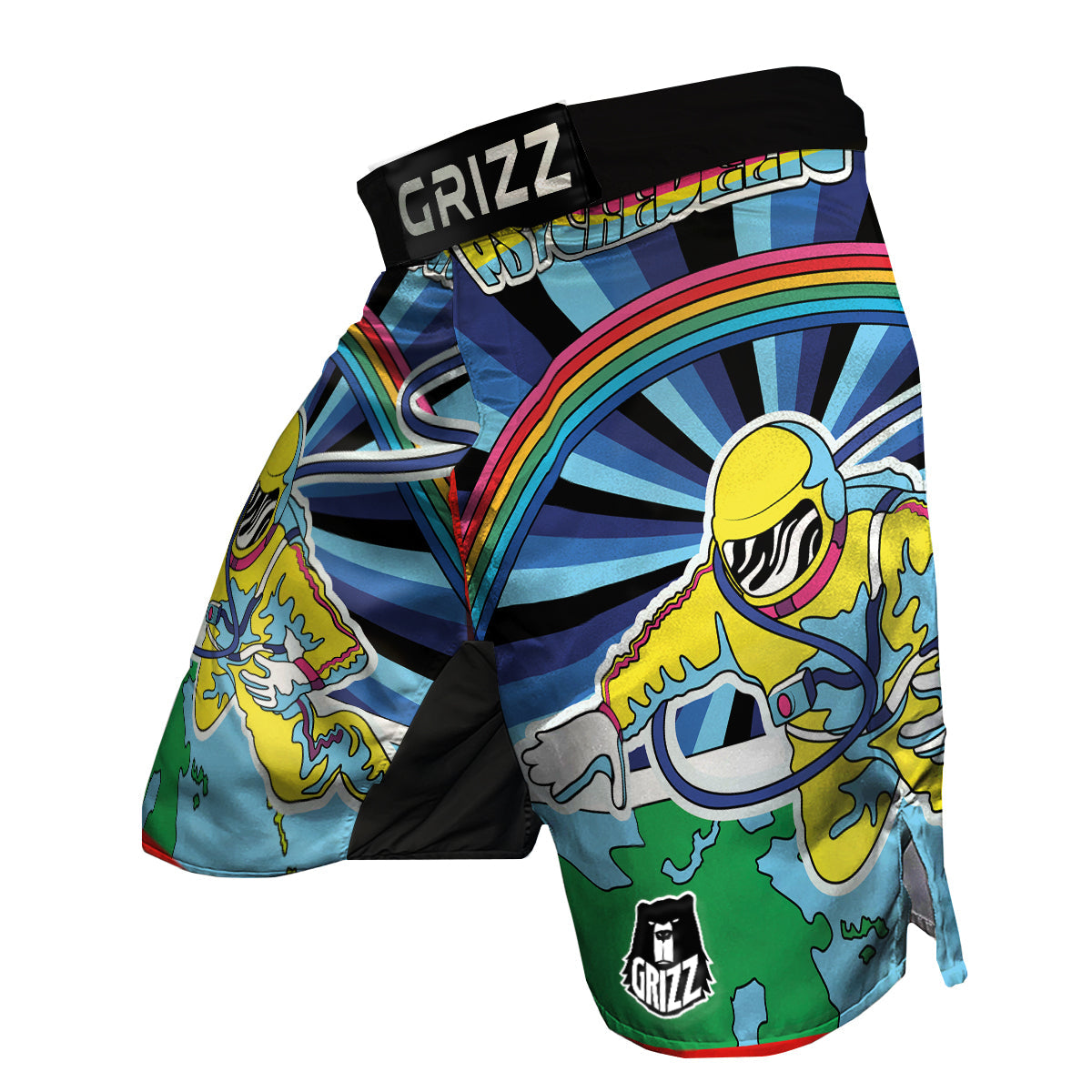 Psychedelic Space And Astronaut Print MMA Shorts-grizzshop