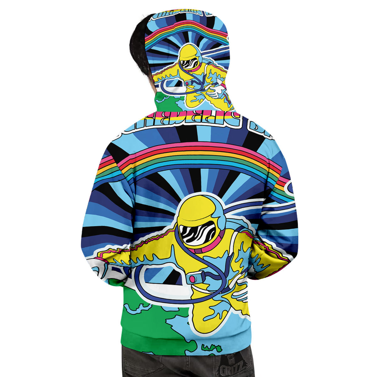 Psychedelic Space And Astronaut Print Men's Hoodie-grizzshop
