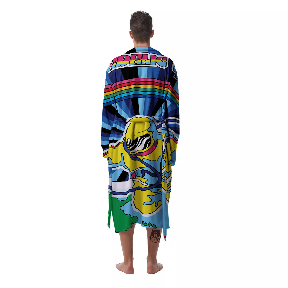 Psychedelic Space And Astronaut Print Men's Robe-grizzshop