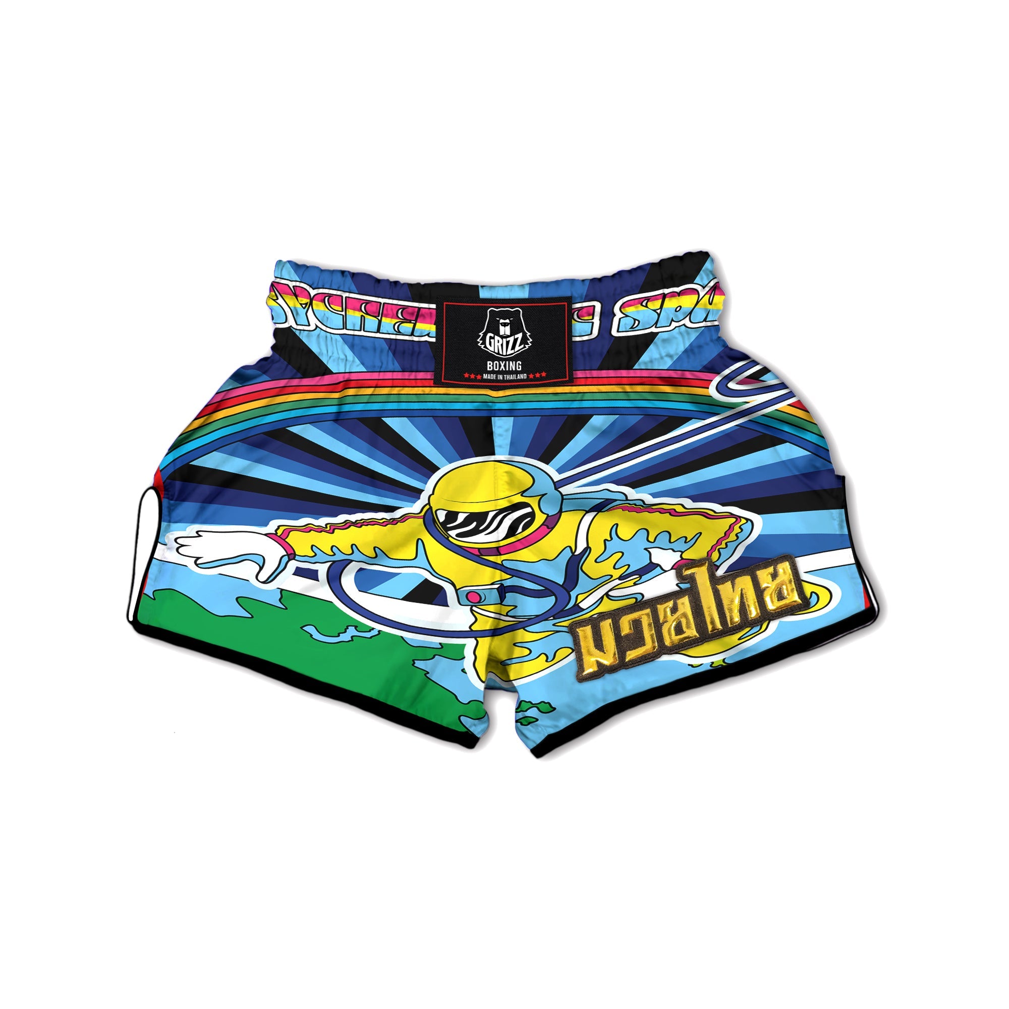 Psychedelic Space And Astronaut Print Muay Thai Boxing Shorts-grizzshop