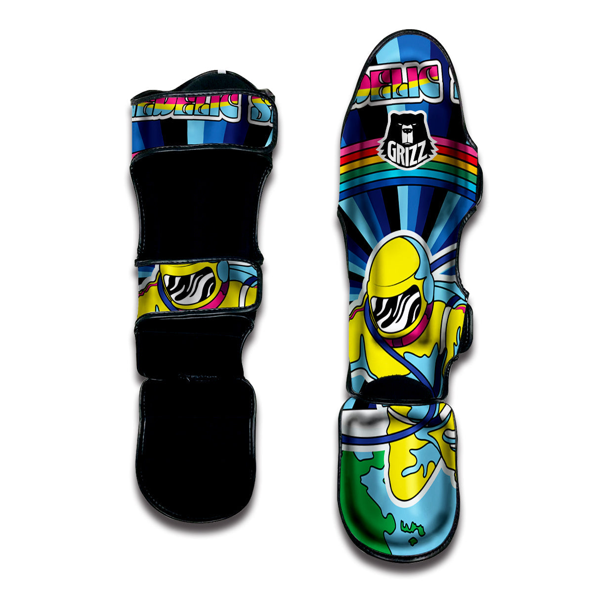 Psychedelic Space And Astronaut Print Muay Thai Shin Guards-grizzshop