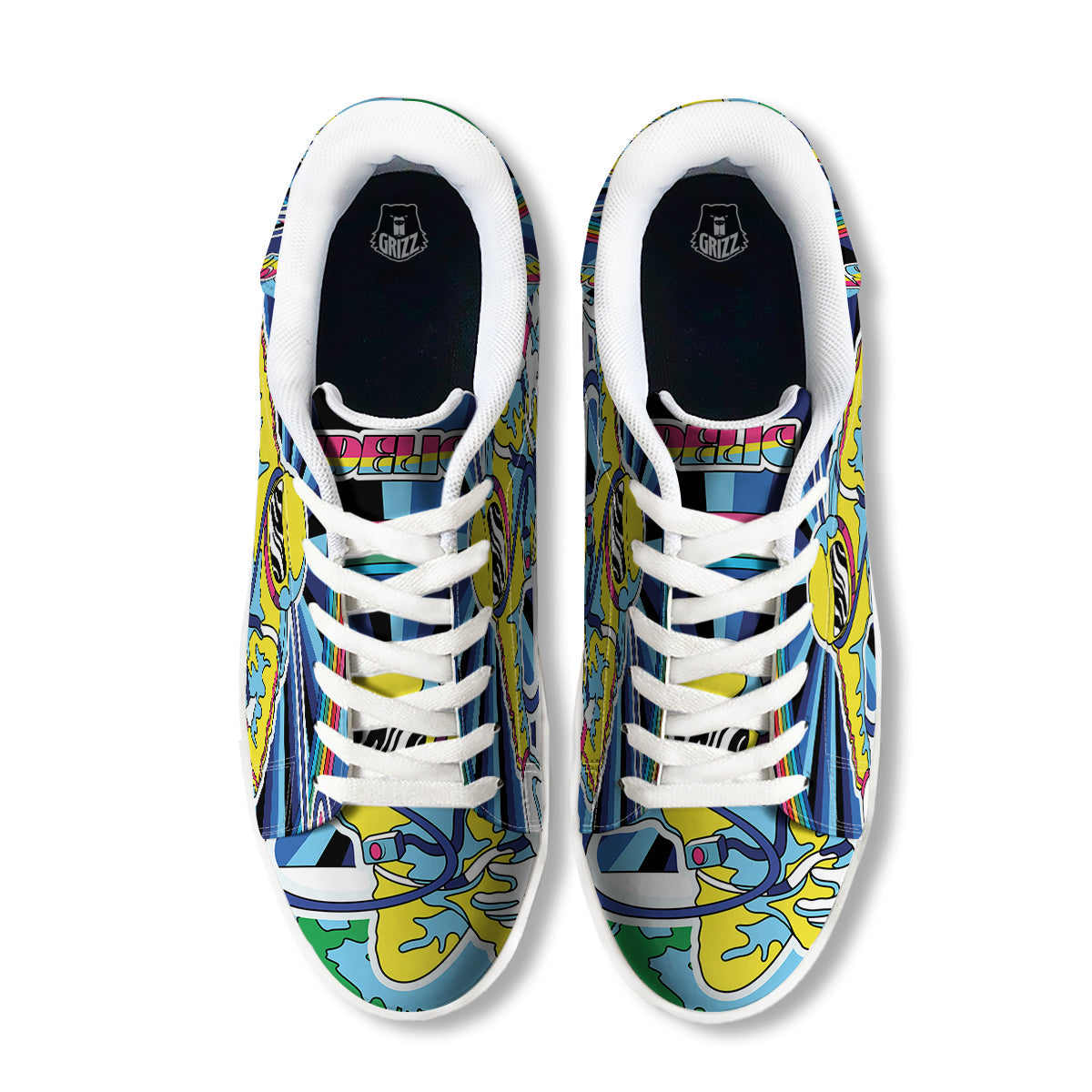 Psychedelic Space And Astronaut Print White Low Top Sneakers-grizzshop