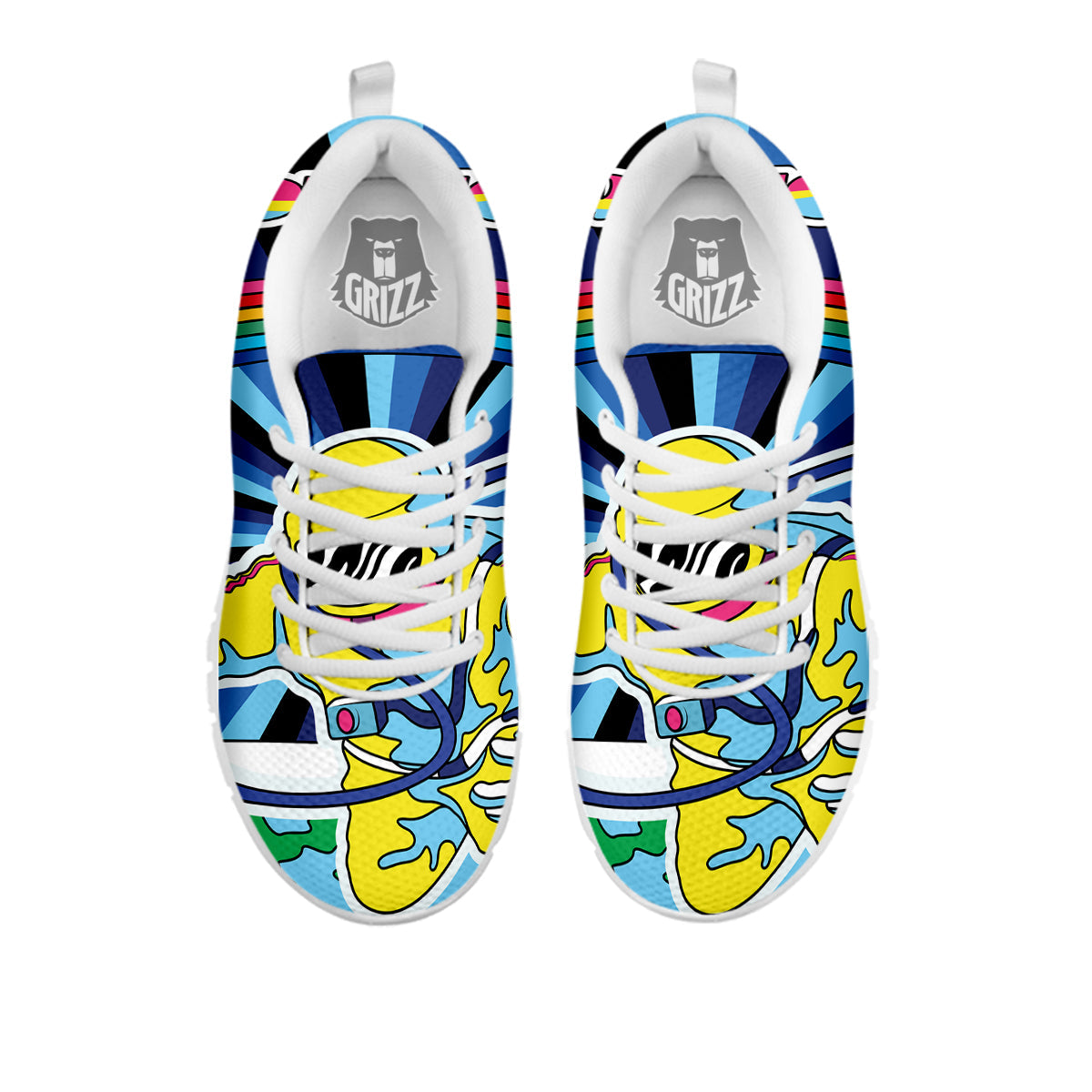 Psychedelic Space And Astronaut Print White Sneaker-grizzshop