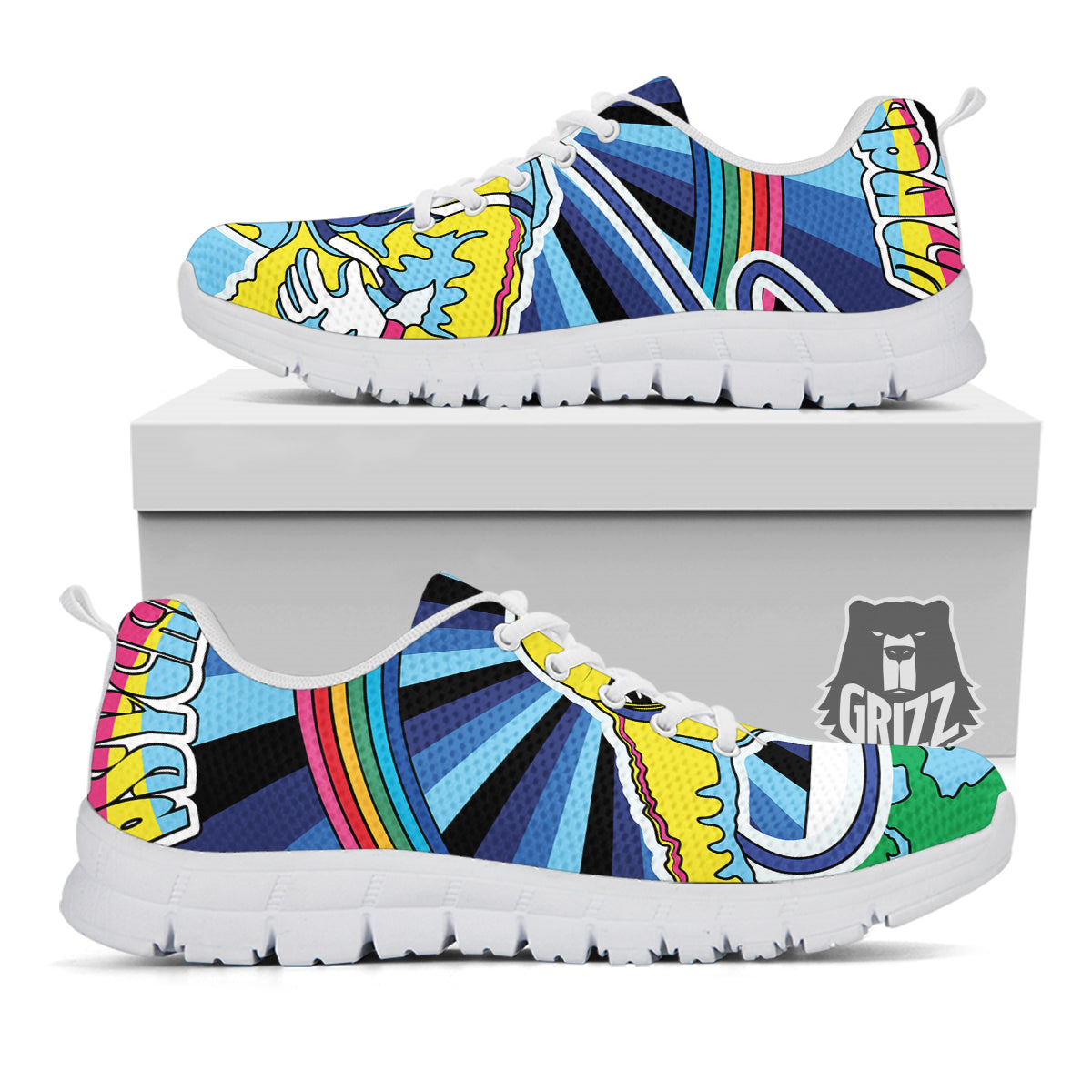 Psychedelic Space And Astronaut Print White Sneaker-grizzshop