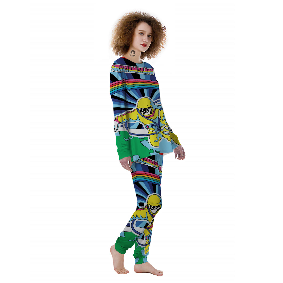 Psychedelic Space And Astronaut Print Women's Pajamas-grizzshop
