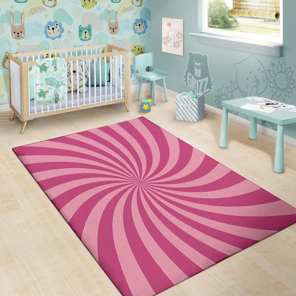 Psychedelic Swirl Pink Print Floor Mat-grizzshop