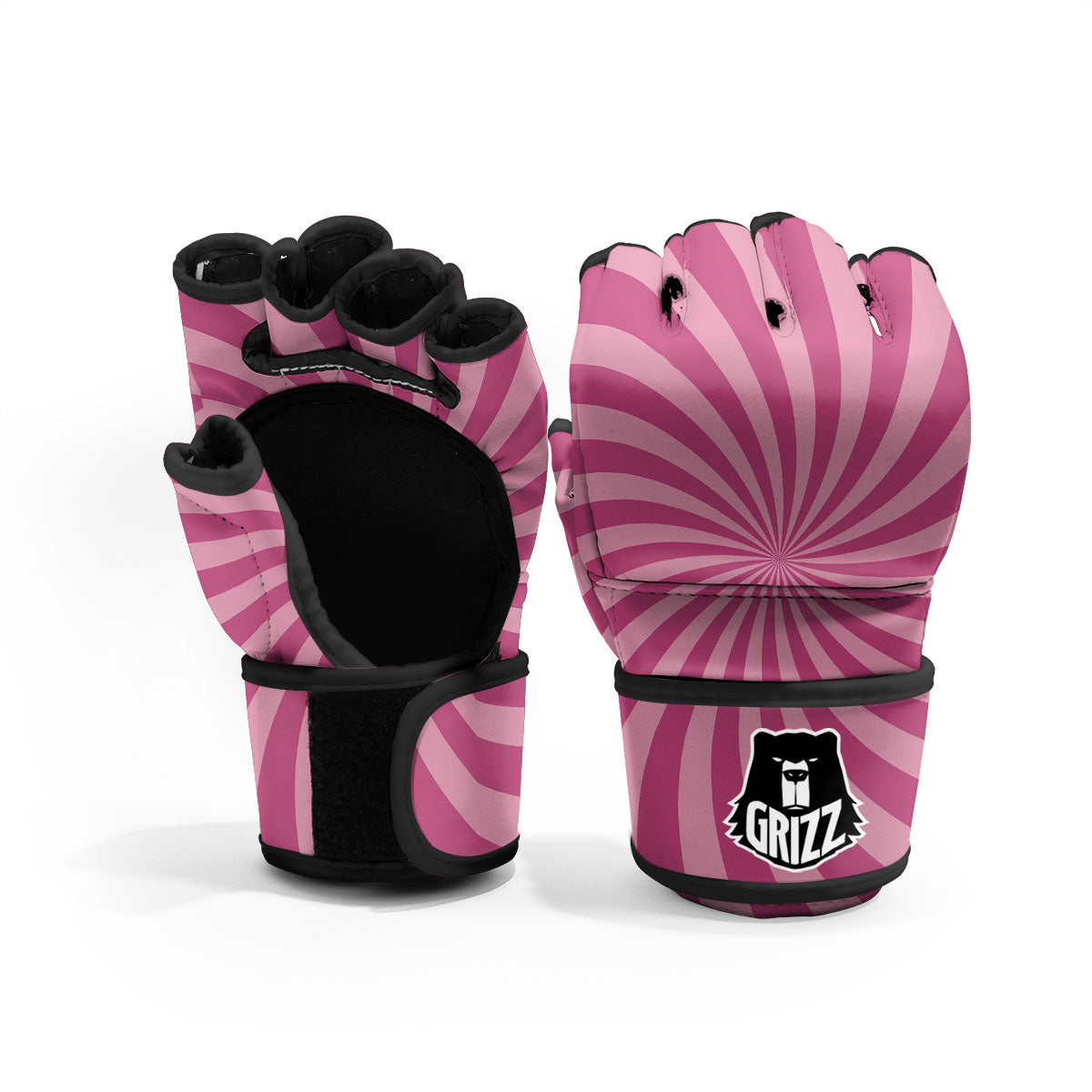 Psychedelic Swirl Pink Print MMA Gloves-grizzshop