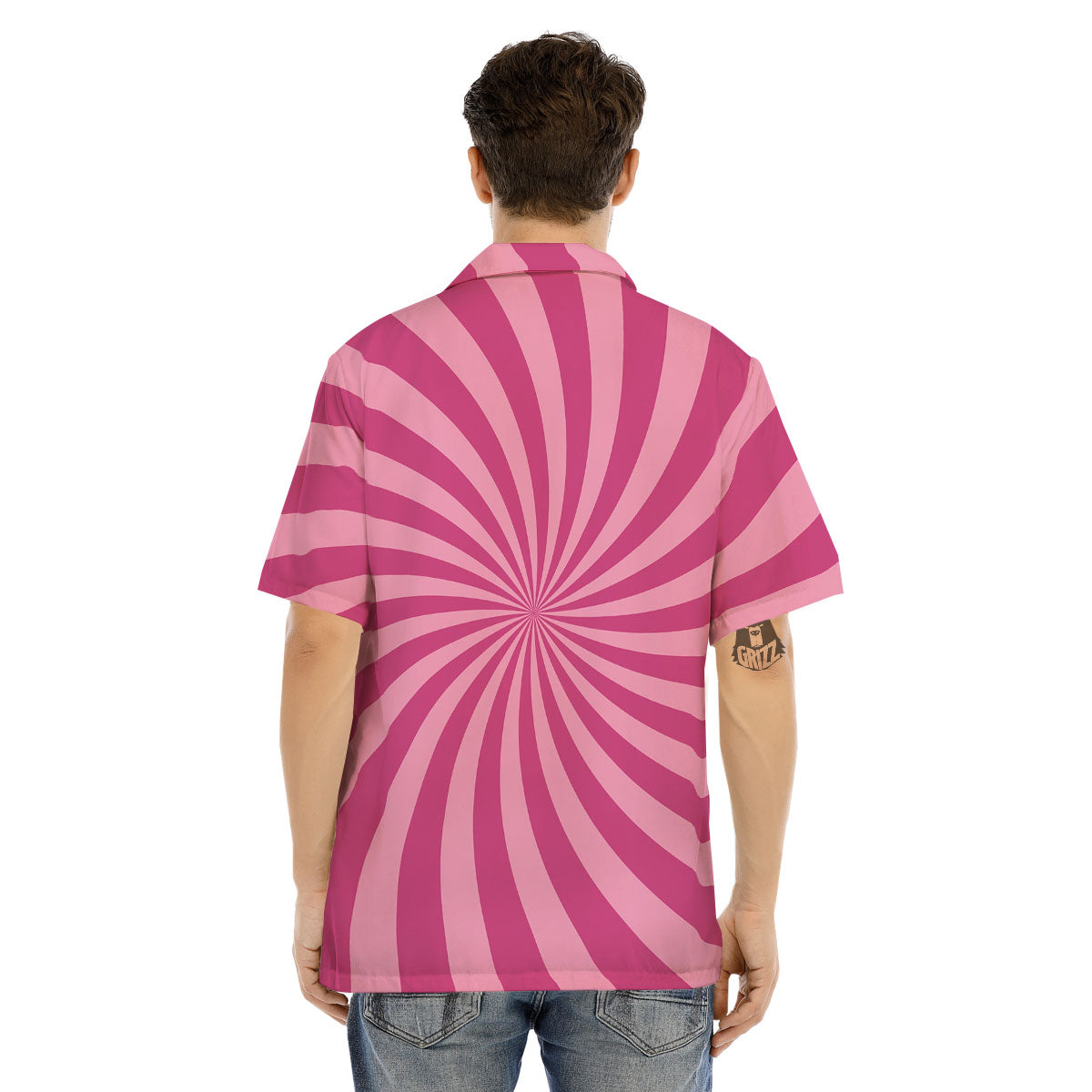 Psychedelic Swirl Pink Print Men's Hawaiian Shirt-grizzshop
