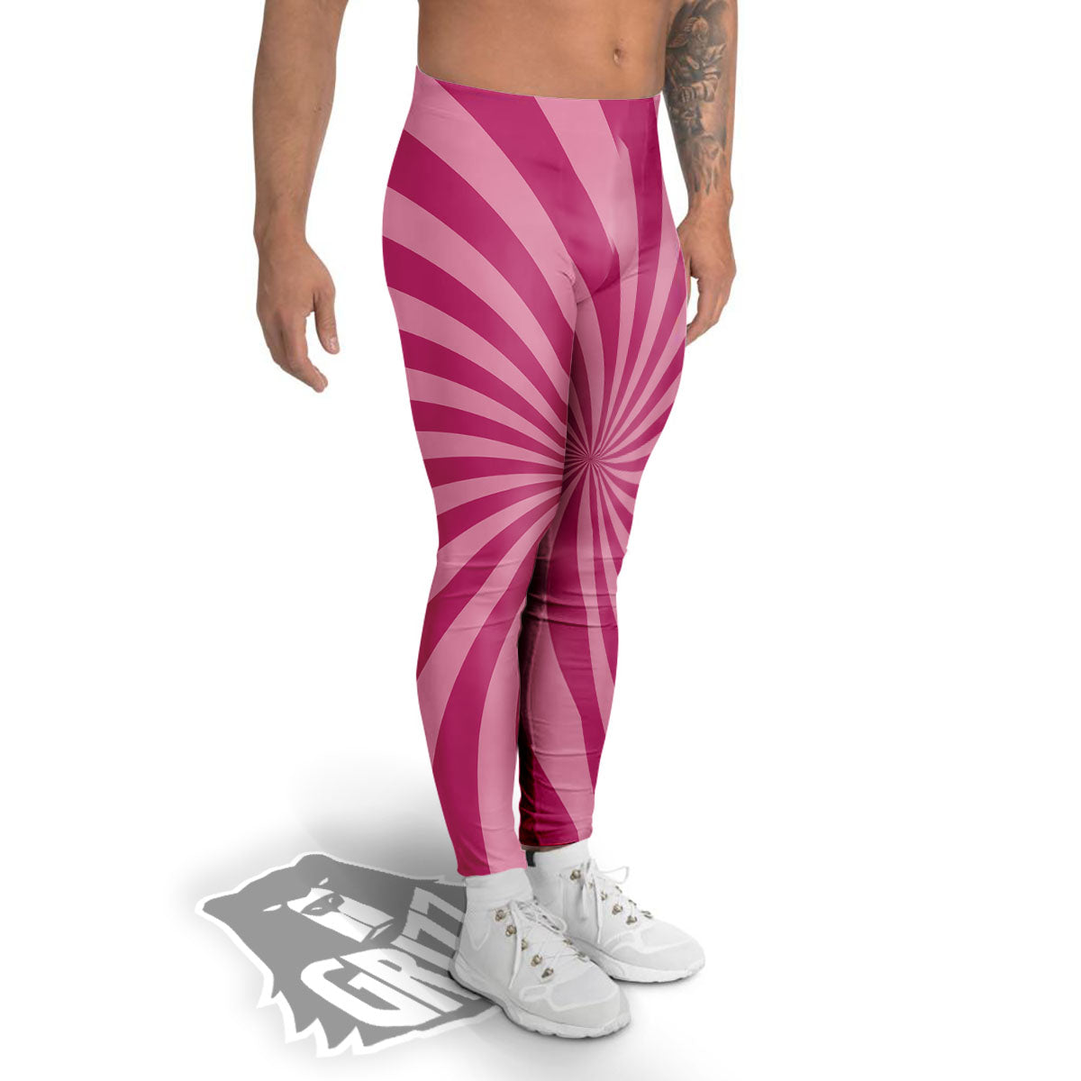 Psychedelic Swirl Pink Print Men's Leggings-grizzshop