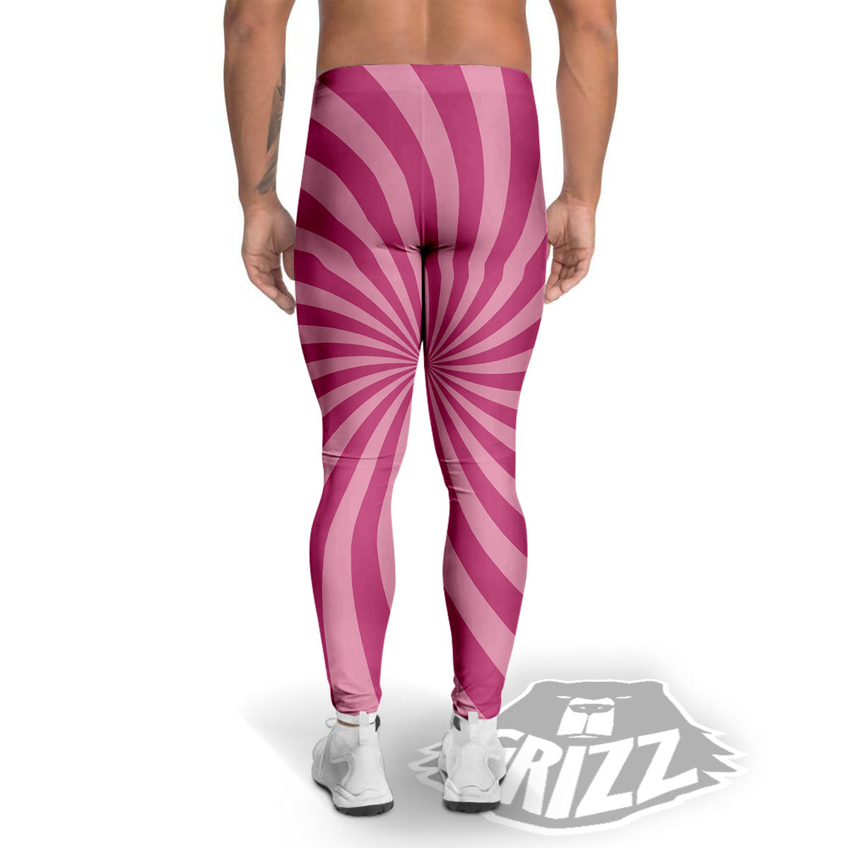 Psychedelic Swirl Pink Print Men's Leggings-grizzshop