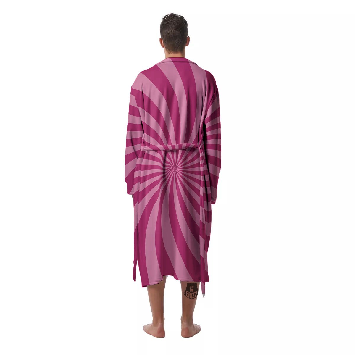 Psychedelic Swirl Pink Print Men's Robe-grizzshop