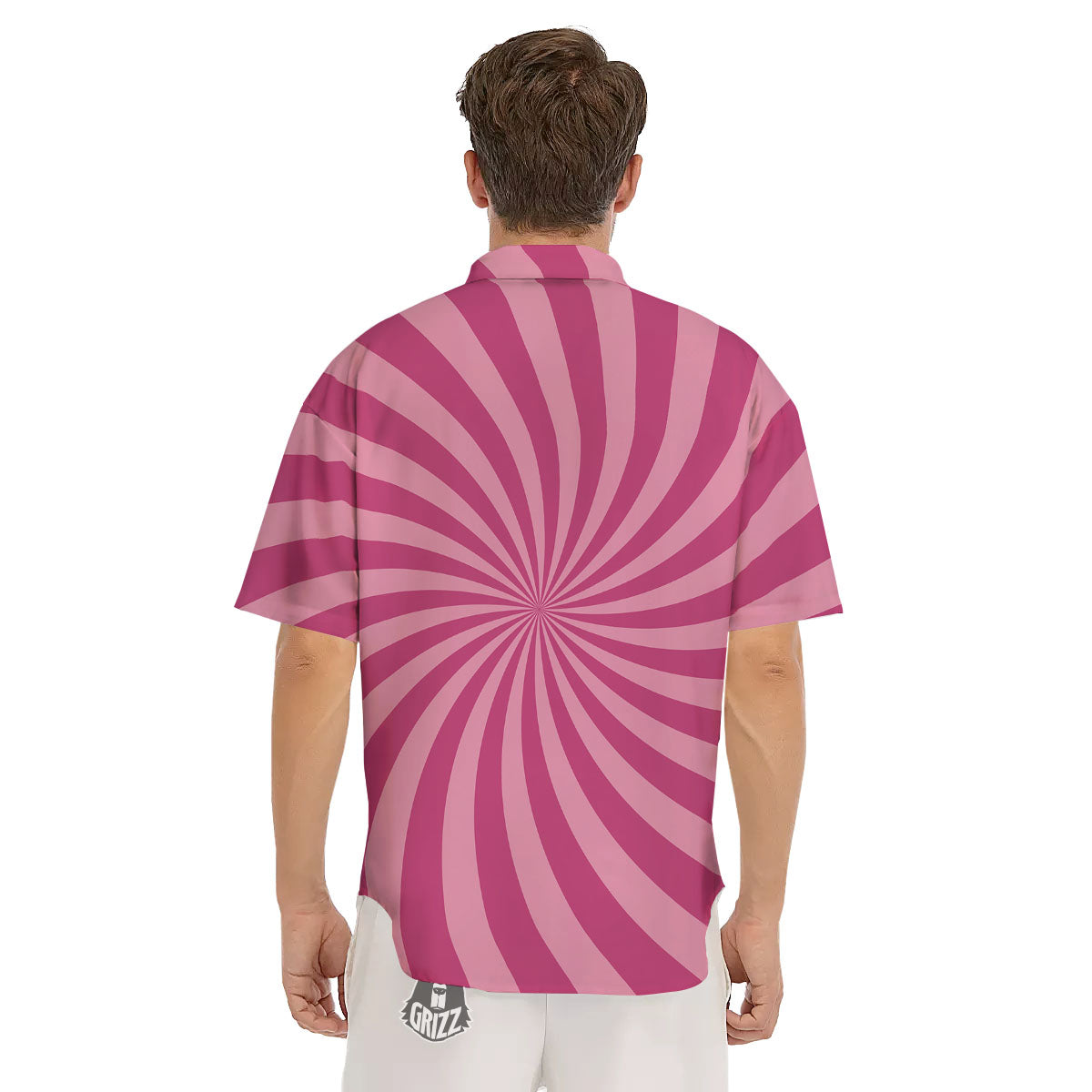 Psychedelic Swirl Pink Print Men's Short Sleeve Shirts-grizzshop