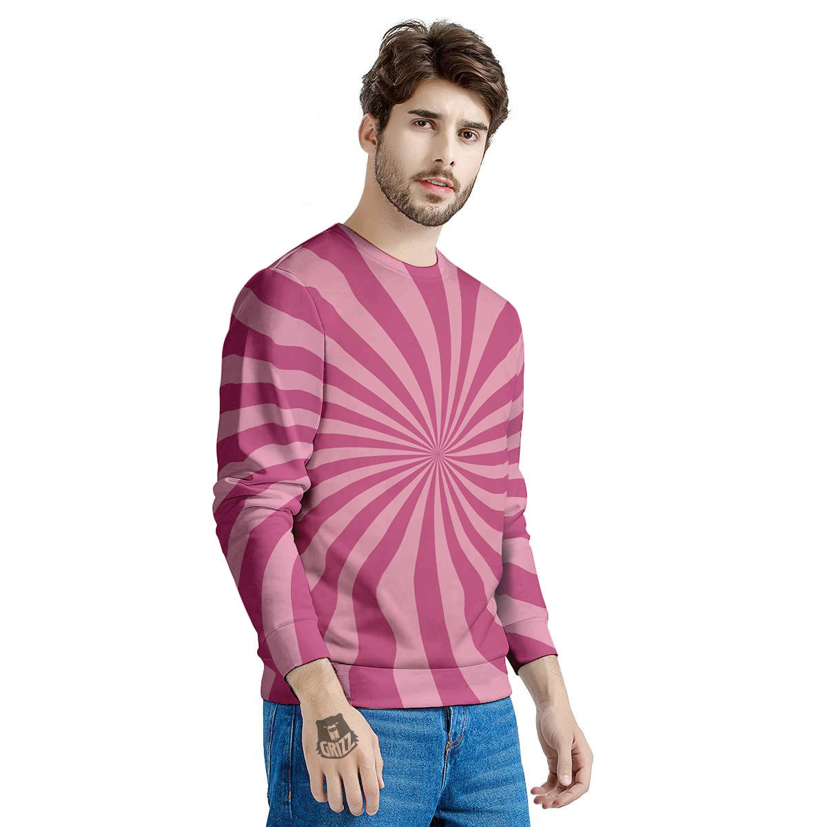 Psychedelic Swirl Pink Print Men's Sweatshirt-grizzshop