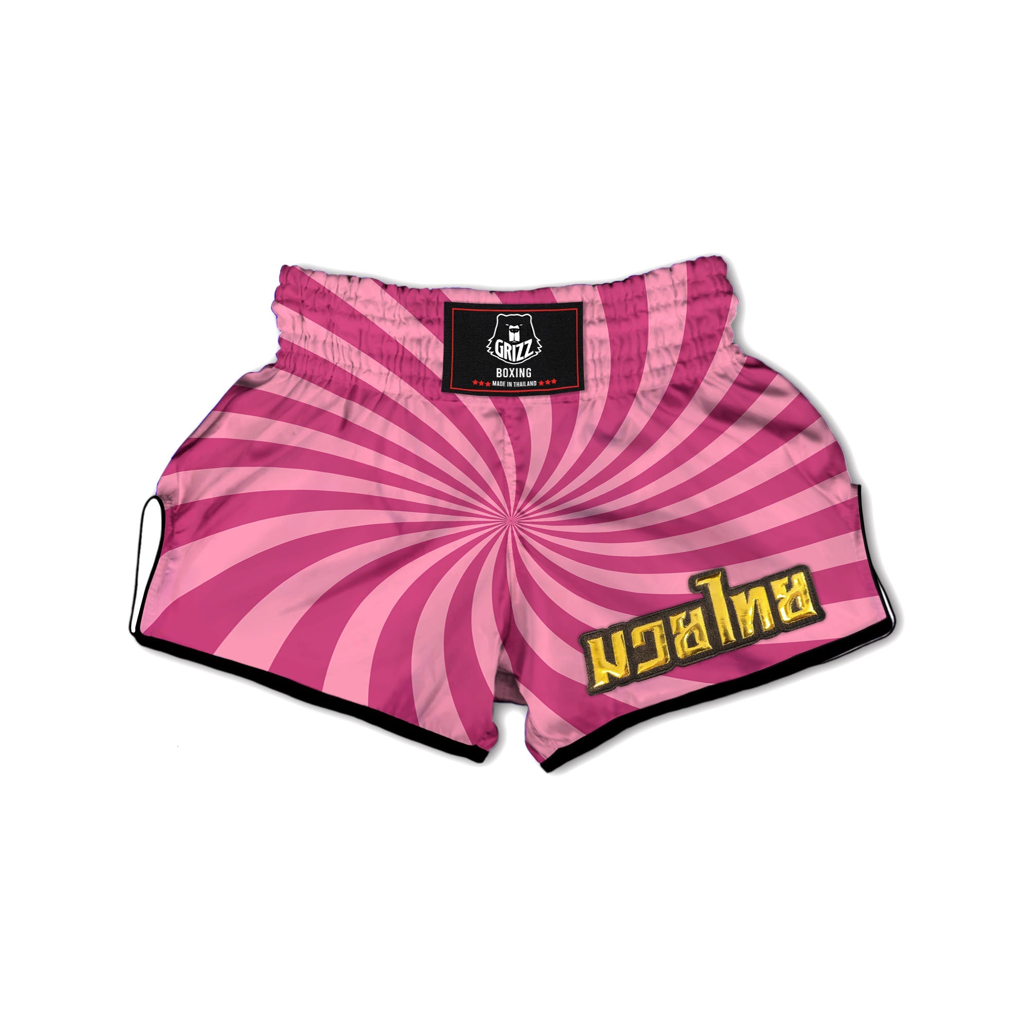 Psychedelic Swirl Pink Print Muay Thai Boxing Shorts-grizzshop