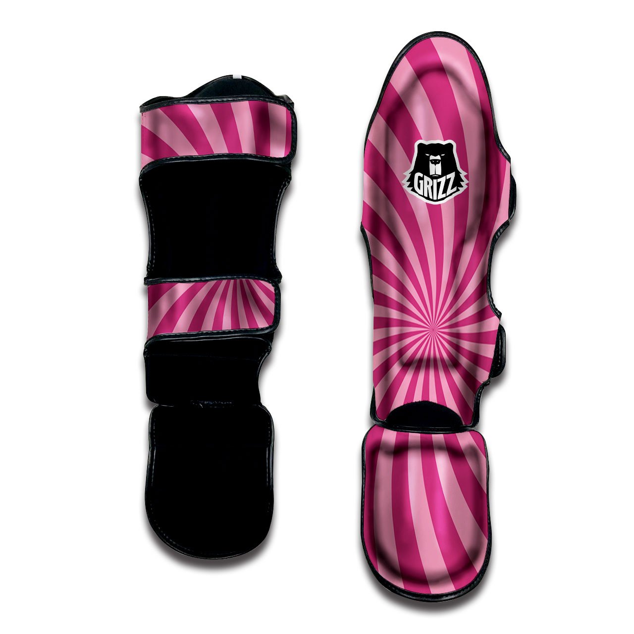 Psychedelic Swirl Pink Print Muay Thai Shin Guards-grizzshop