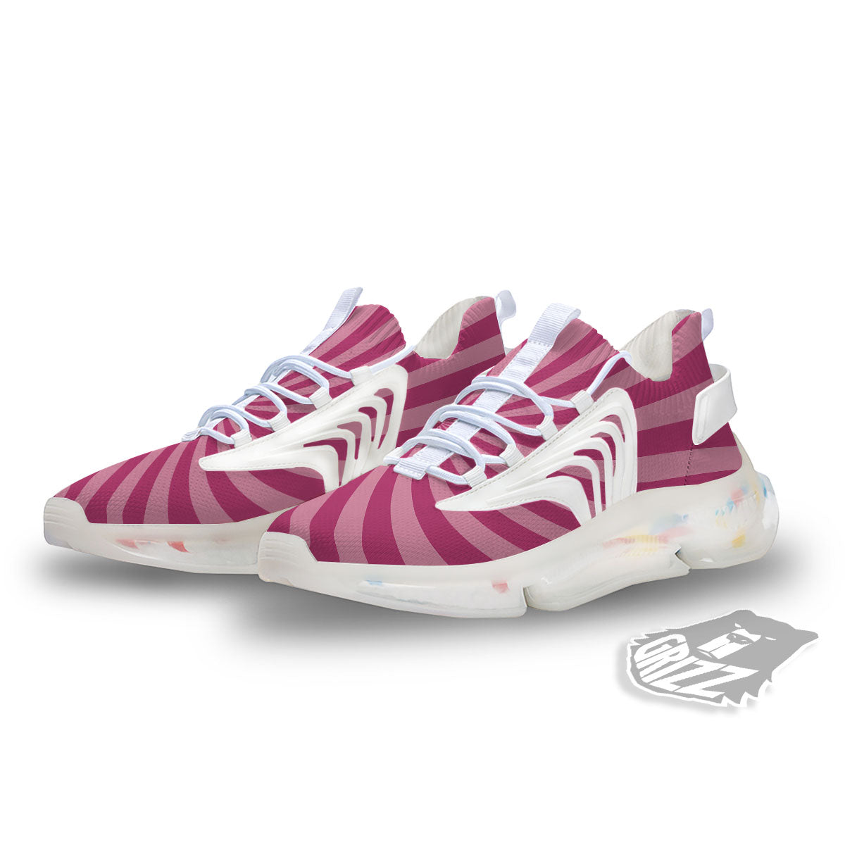 Psychedelic Swirl Pink Print White Gym Shoes-grizzshop