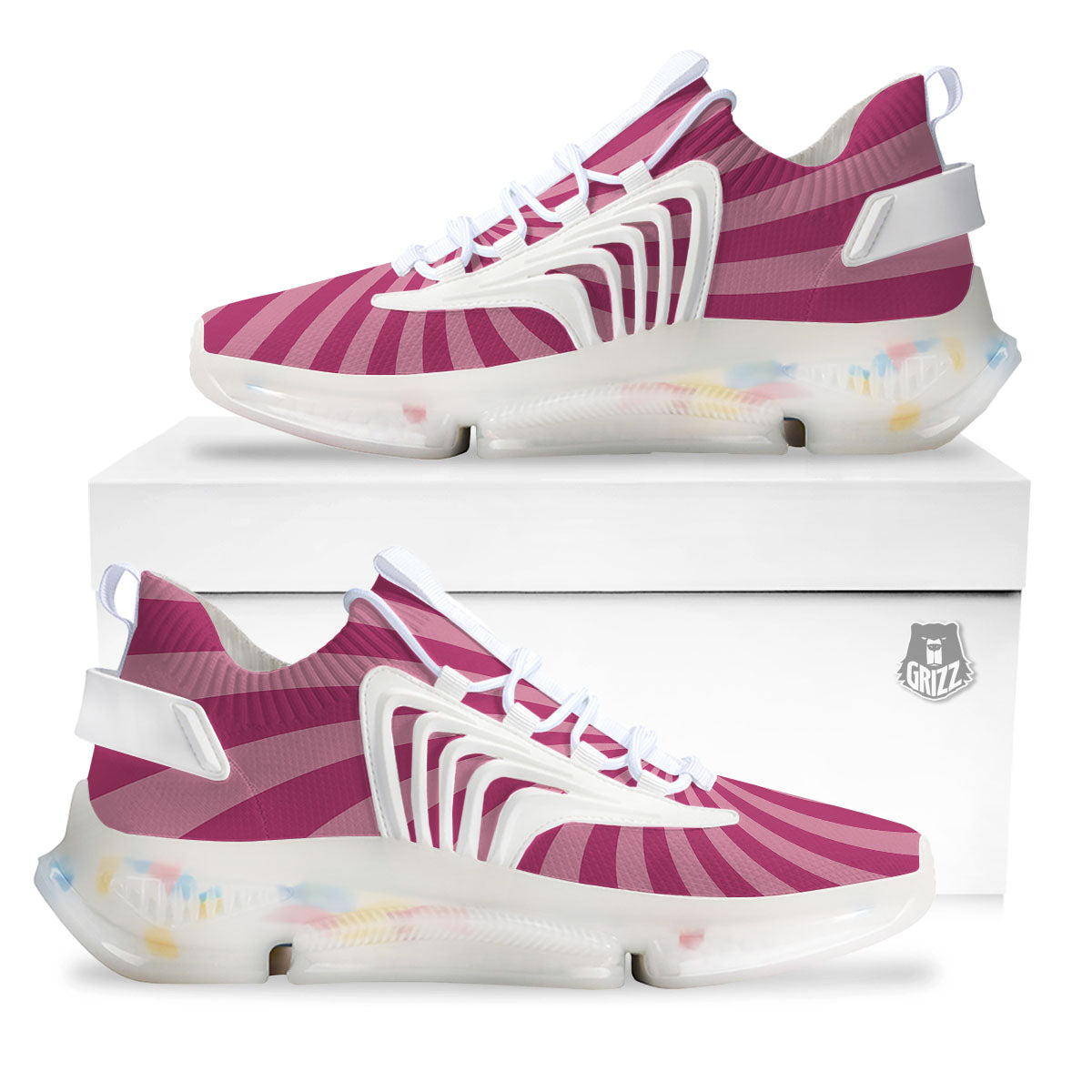 Psychedelic Swirl Pink Print White Gym Shoes-grizzshop