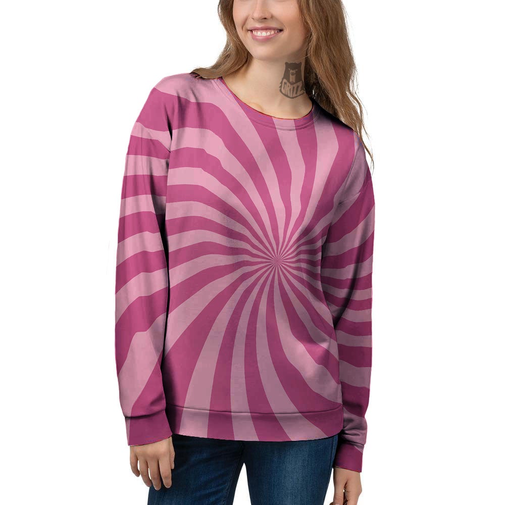 Psychedelic Swirl Pink Print Women's Sweatshirt-grizzshop