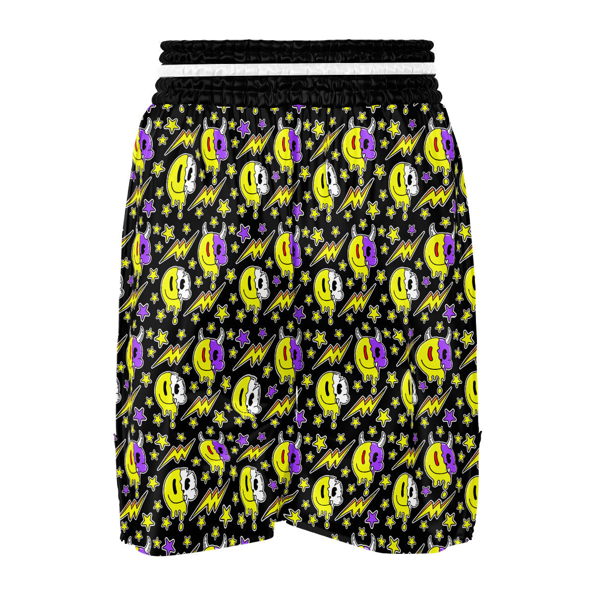 Psychedelic Trippy Acid Emoji Print Pattern Boxing Shorts-grizzshop