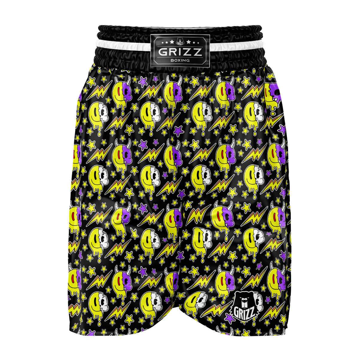 Psychedelic Trippy Acid Emoji Print Pattern Boxing Shorts-grizzshop