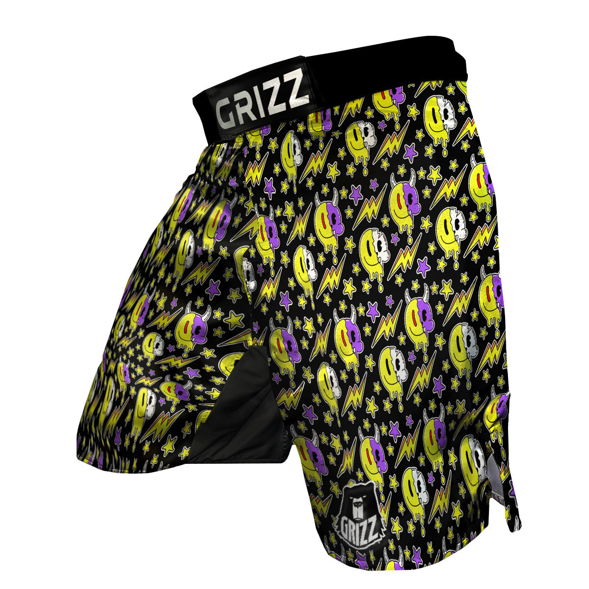 Psychedelic Trippy Acid Emoji Print Pattern MMA Shorts-grizzshop