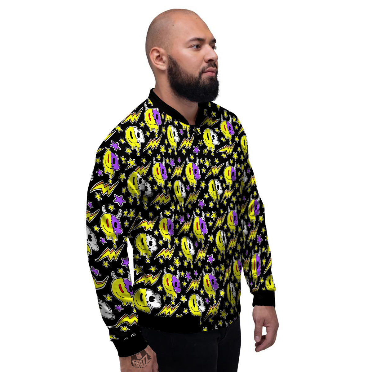 Psychedelic Trippy Acid Emoji Print Pattern Men's Bomber Jacket-grizzshop