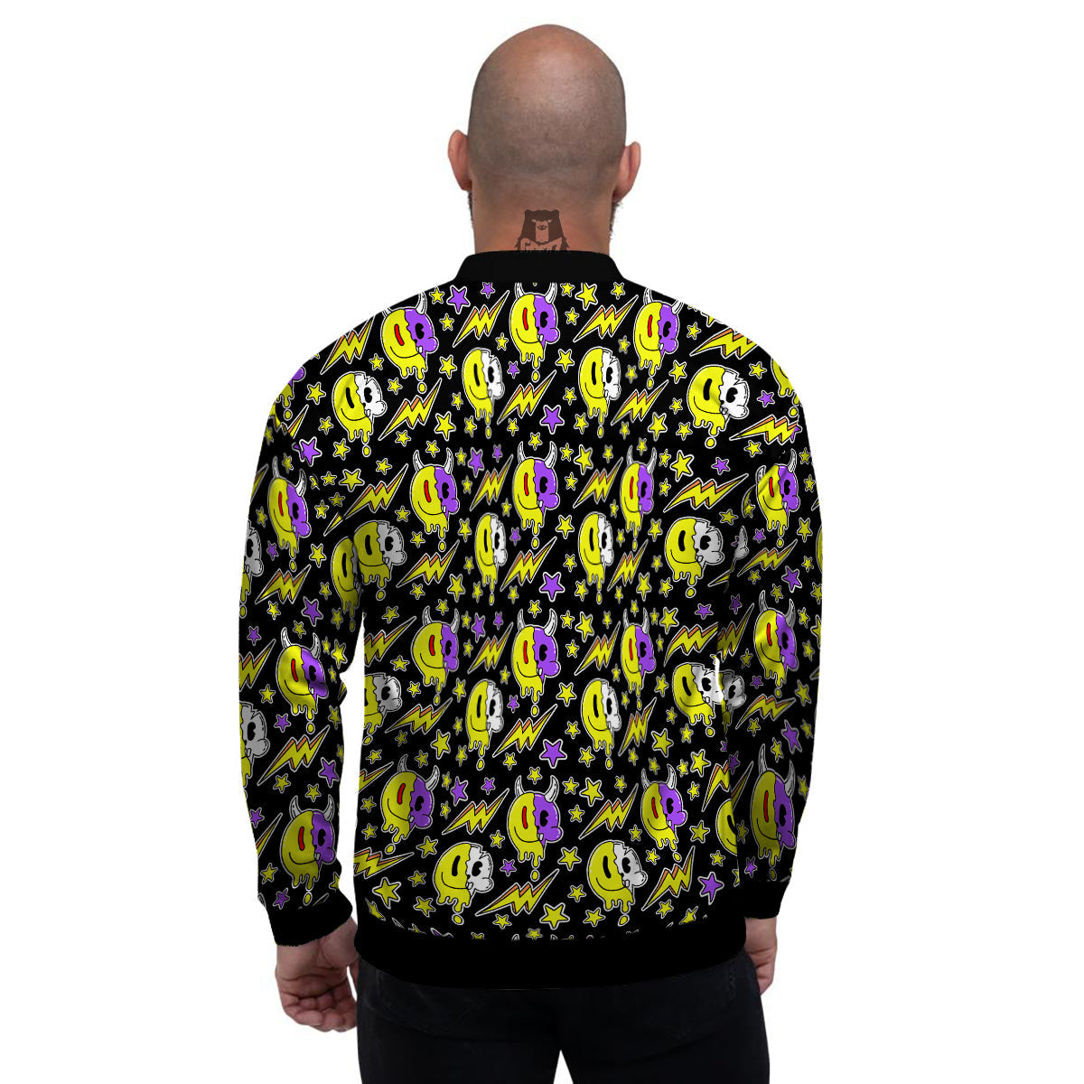 Psychedelic Trippy Acid Emoji Print Pattern Men's Bomber Jacket-grizzshop