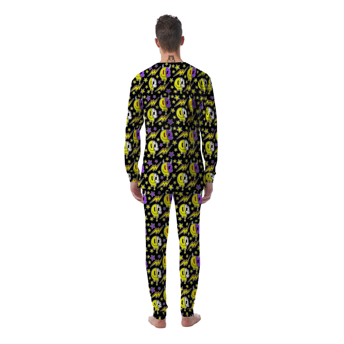 Psychedelic Trippy Acid Emoji Print Pattern Men's Pajamas-grizzshop