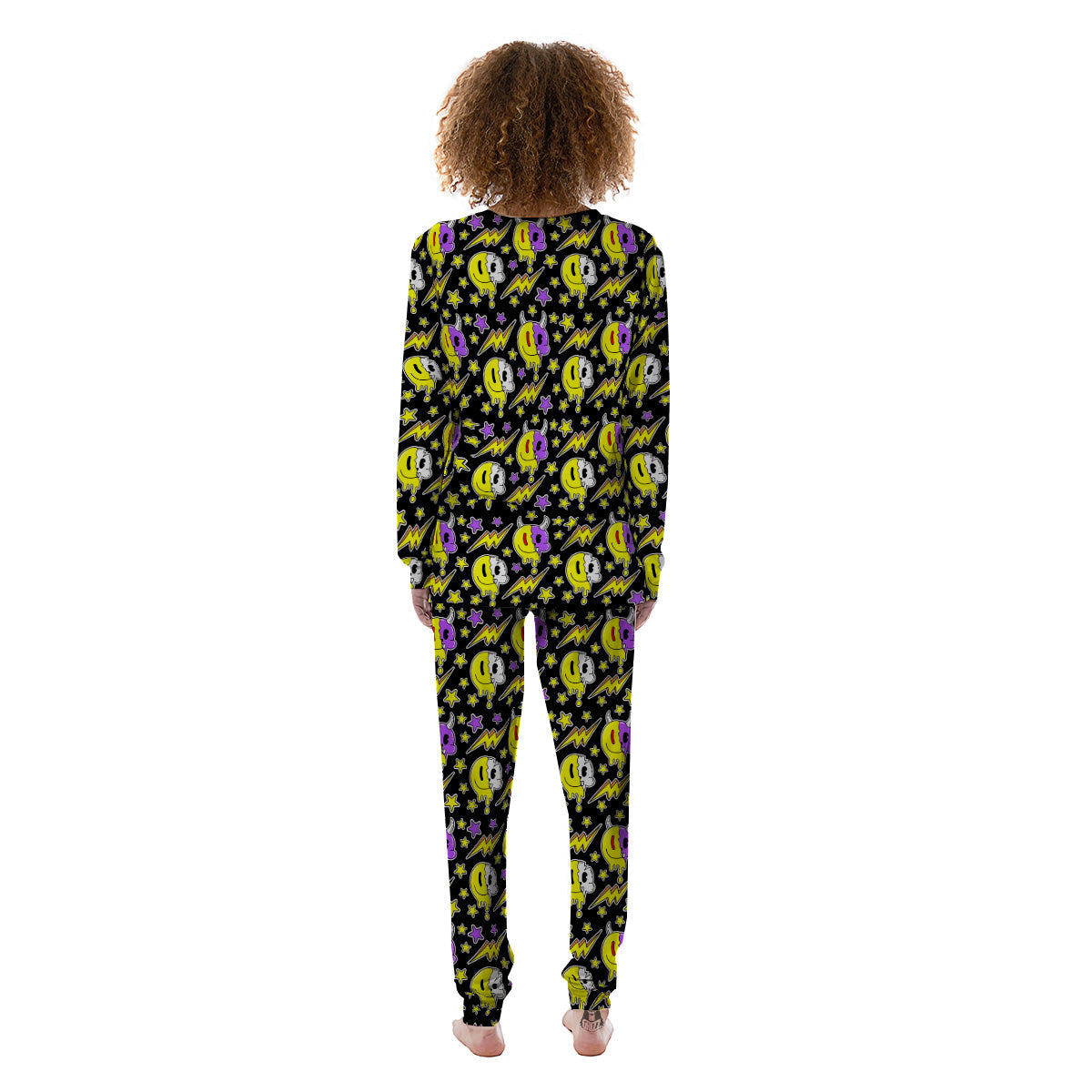 Psychedelic Trippy Acid Emoji Print Pattern Women's Pajamas-grizzshop