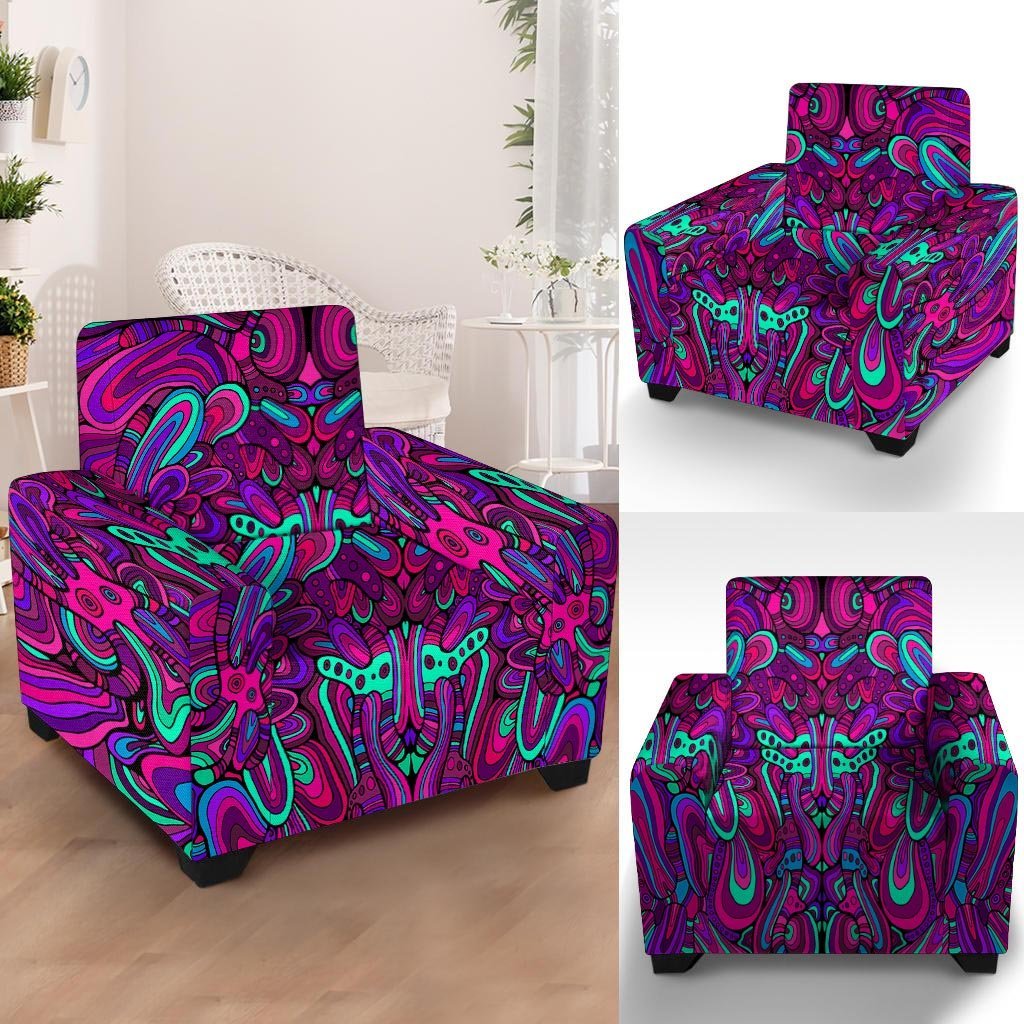 Psychedelic Trippy Doodle Armchair Cover-grizzshop