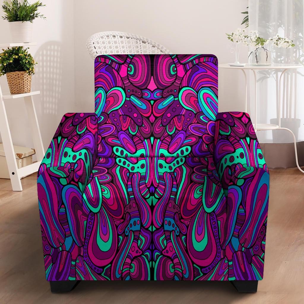 Psychedelic Trippy Doodle Armchair Cover-grizzshop