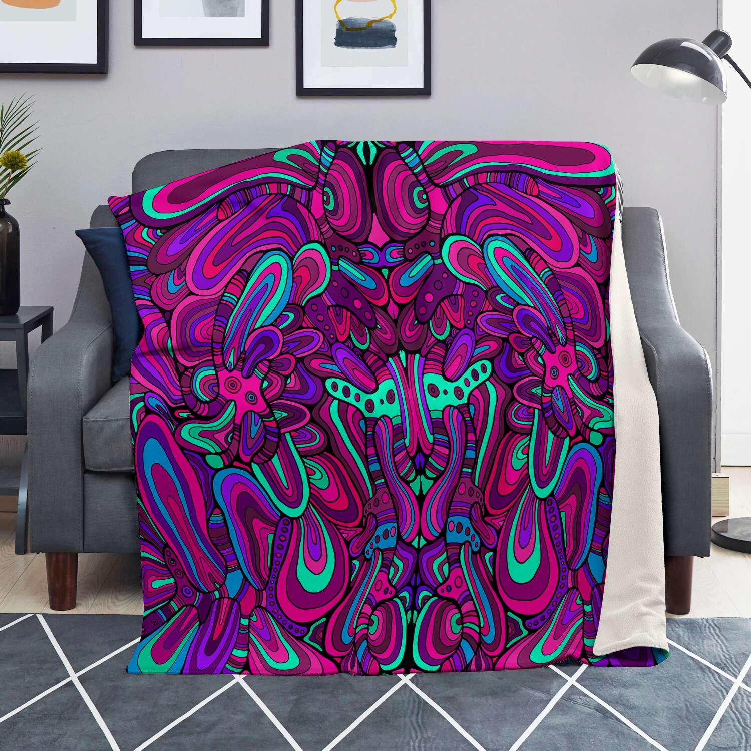 Psychedelic Trippy Doodle Blanket-grizzshop