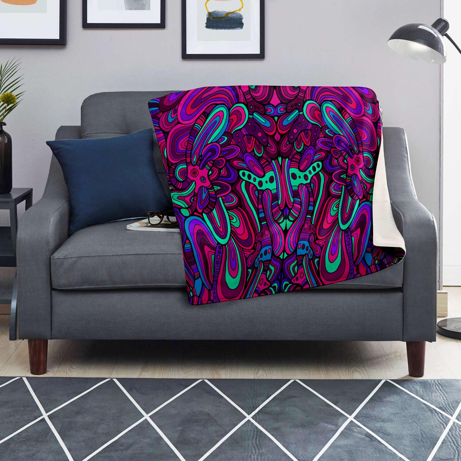 Psychedelic Trippy Doodle Blanket-grizzshop