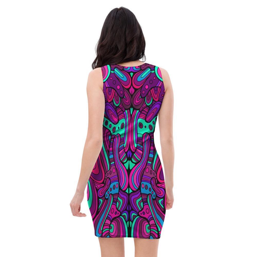 Psychedelic Trippy Doodle Bodycon Dress-grizzshop