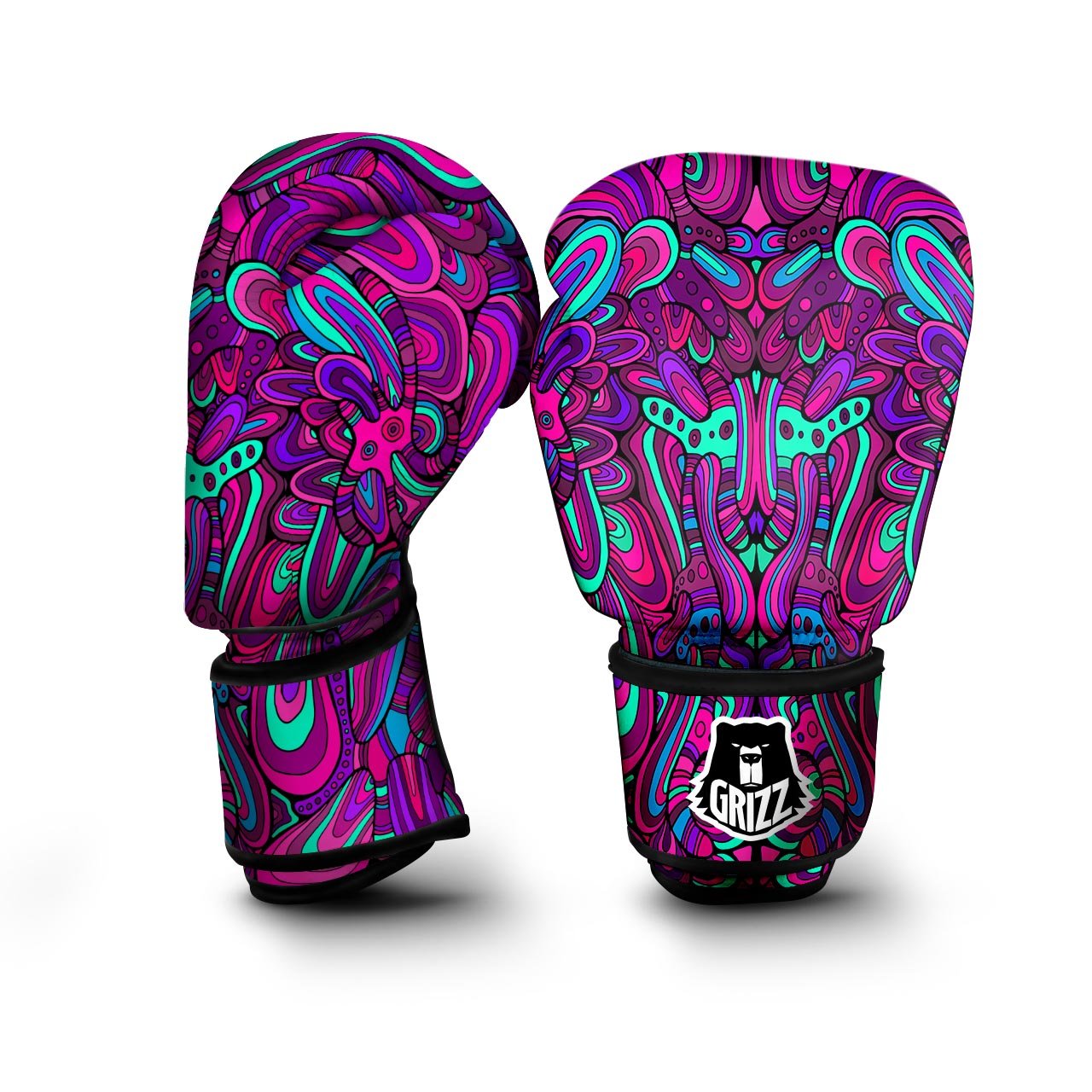 Psychedelic Trippy Doodle Boxing Gloves-grizzshop