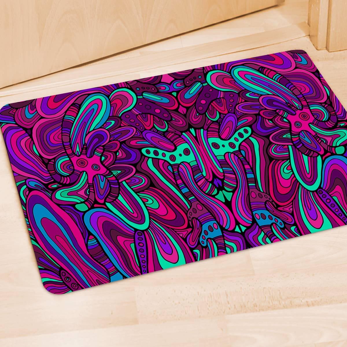 Psychedelic Trippy Doodle Door Mat-grizzshop