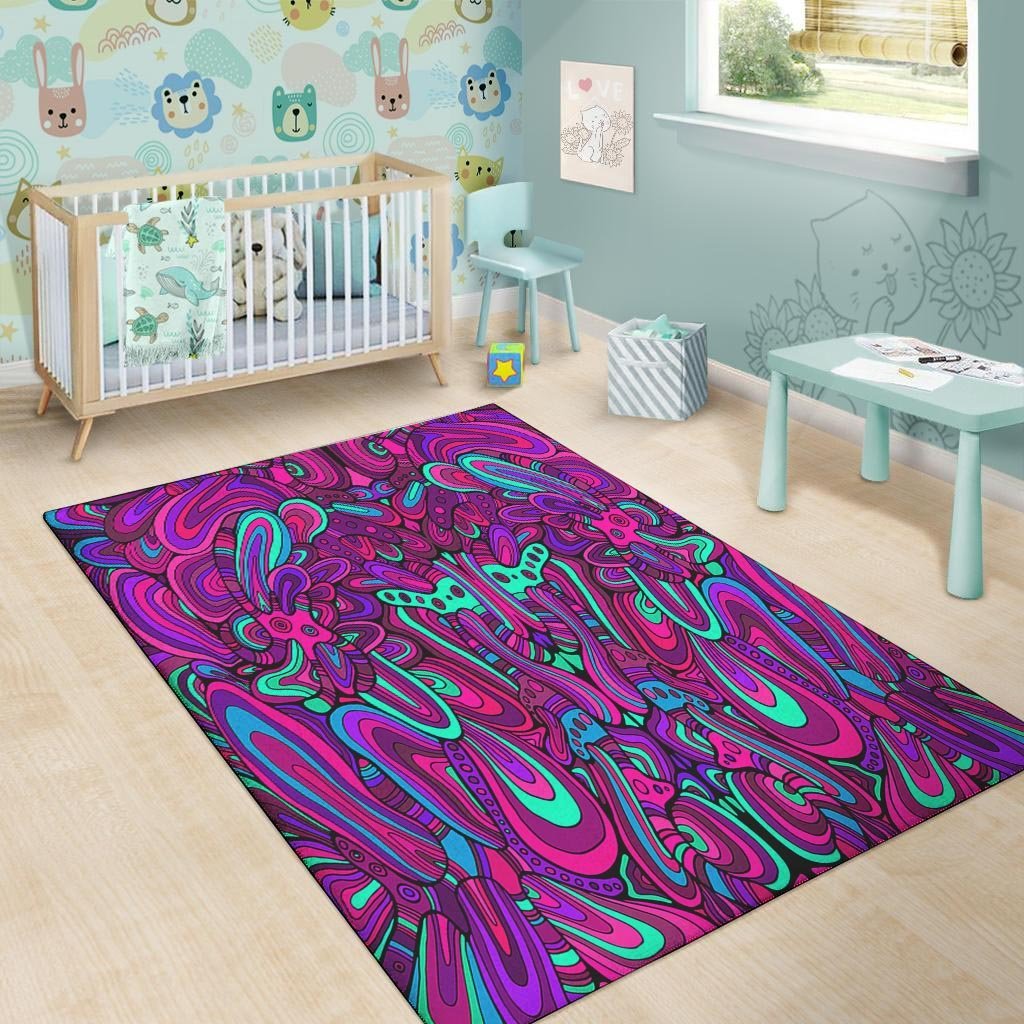 Psychedelic Trippy Doodle Floor Mat-grizzshop