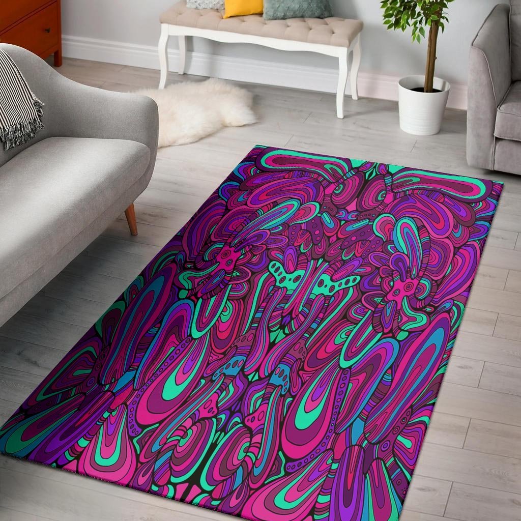 Psychedelic Trippy Doodle Floor Mat-grizzshop