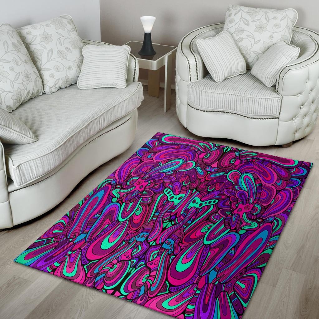 Psychedelic Trippy Doodle Floor Mat-grizzshop