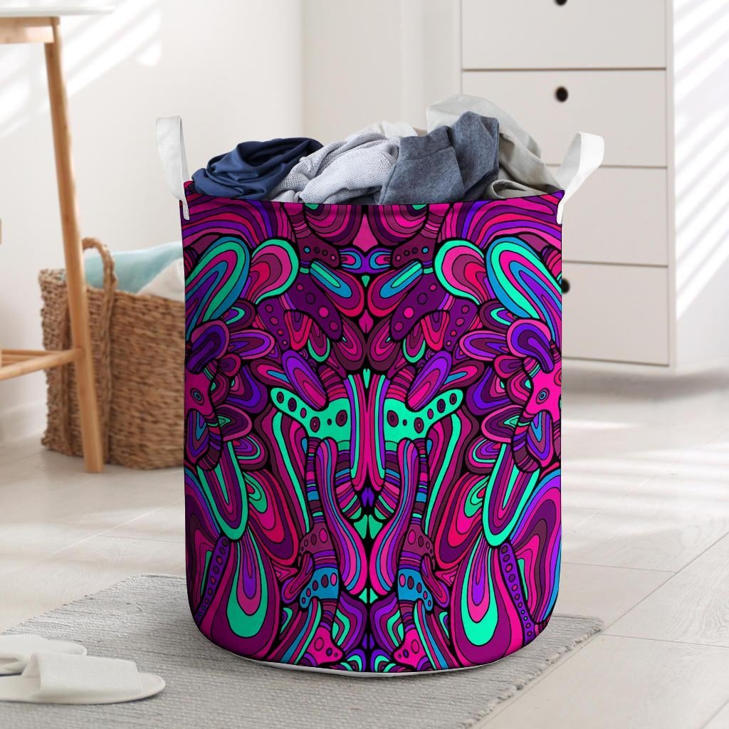 Psychedelic Trippy Doodle Laundry Basket-grizzshop