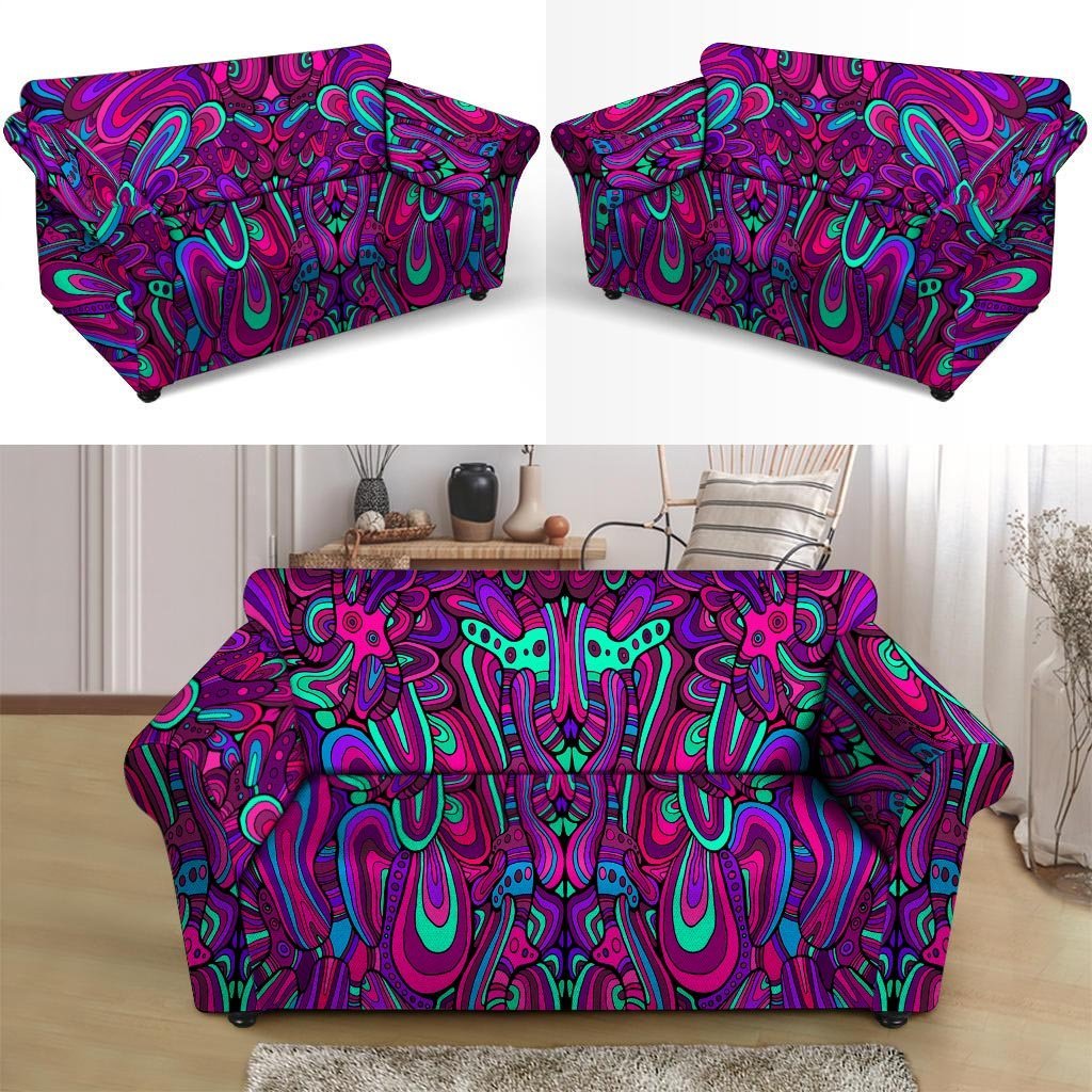 Psychedelic Trippy Doodle Loveseat Cover-grizzshop