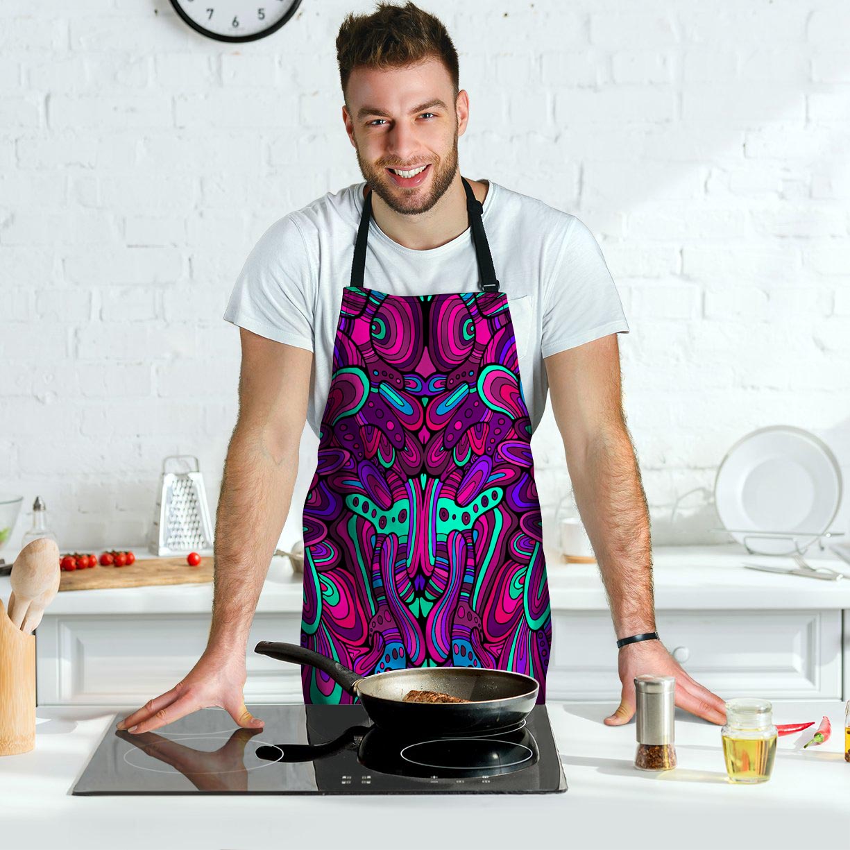 Psychedelic Trippy Doodle Men's Apron-grizzshop