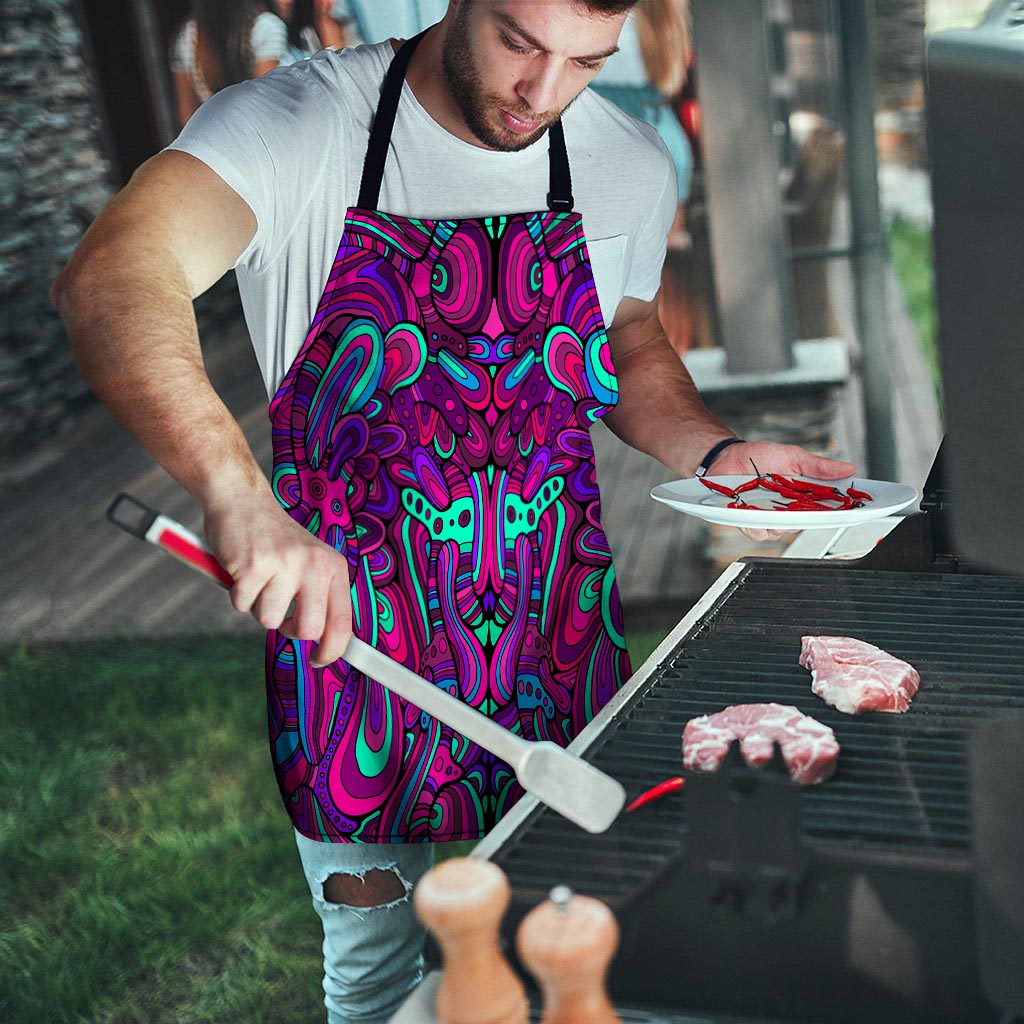 Psychedelic Trippy Doodle Men's Apron-grizzshop