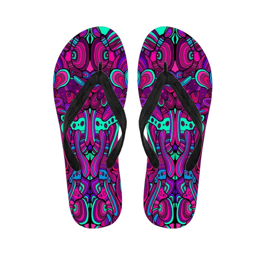 Psychedelic Trippy Doodle Men's Flip Flops-grizzshop